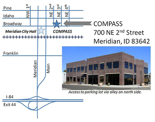 Image of a street map depicting the location of the COMPASS office